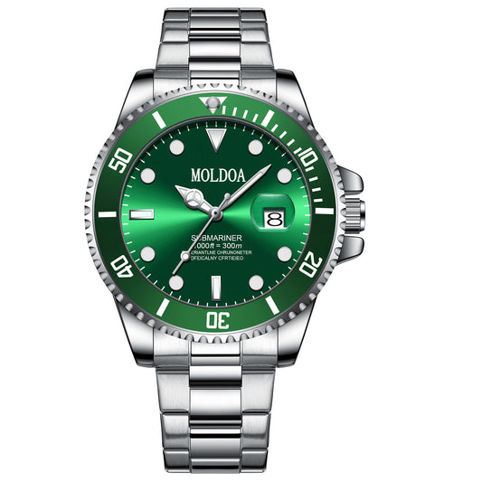 Stylish Men's Quartz Watch – Skeleton Dial, Luminous, Calendar, Waterproof